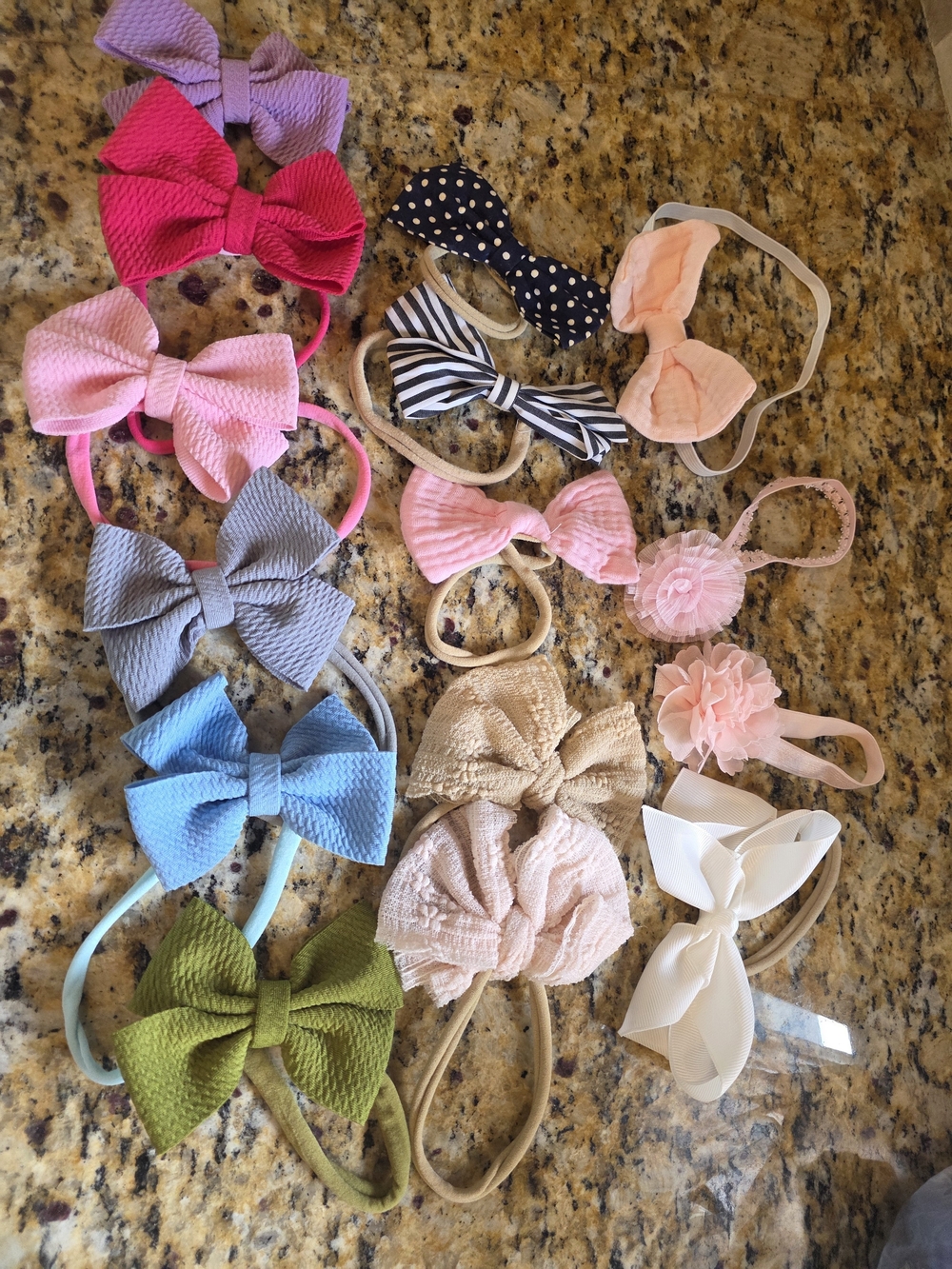 Girls Assorted Bow & Floral Headband Set - Pink, Blue, Green, Peach, White